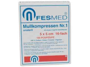 Gauze compresses unst.16-F.5x5 100pcs
