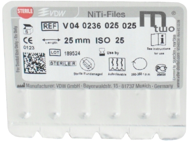 MTWO NiTi file 25/.06 25/16mm 6pcs
