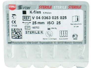 K-files 63/ 25 25mm sterile 6pcs.
