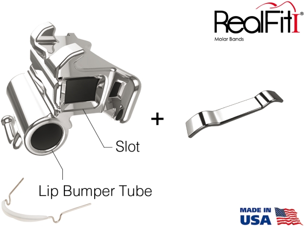 RealFit™ I - Intro Kit - Mandibular - Double combination incl. Lip bumper tube (tooth 46, 36) Roth .018"