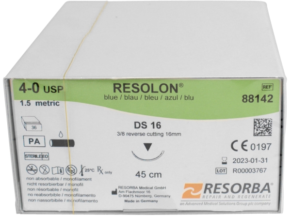 Resolon monofilament blue 4/0 DS16 3Dtz
