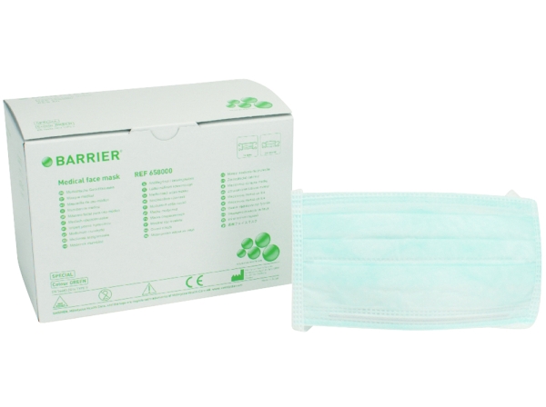 Surgical mask Barrier green w. Tape 60pcs
