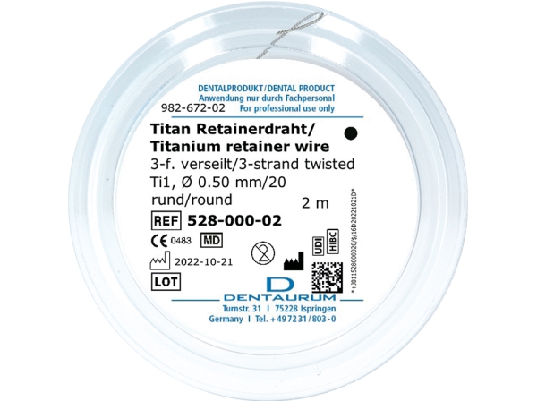 Titanium Retainer Wire 0.5mm/20 2M Rl
