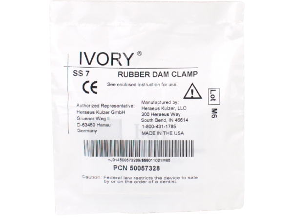 Rubber Dam Clamp Ivory No. 7 pc
