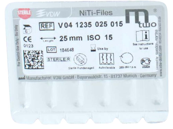 MTWO NiTi file 15/.05 25/21mm 6pcs
