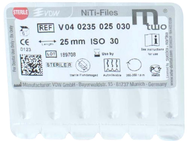 MTWO NiTi file 30/.05 25/16mm 6pcs
