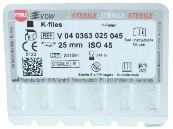 K files 63/ 45 25mm sterile 6pcs
