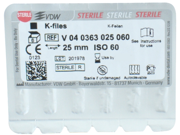 K files 63/ 60 25mm sterile 6pcs
